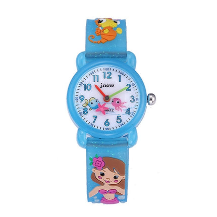 JNEW A335-86261 Children 3D Silicone Cartoon Mermaid Waterproof Quartz Watch(Blue)-garmade.com