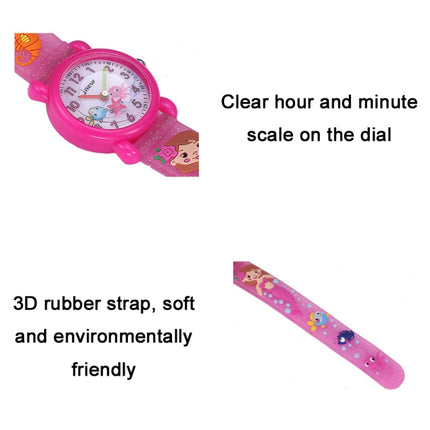 JNEW A335-86261 Children 3D Silicone Cartoon Mermaid Waterproof Quartz Watch(Blue)-garmade.com