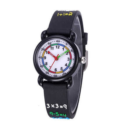 JNEW A335-20093 Children 3D Mathematical Calculations Waterproof Cartoon Watch(Rubber Shell Black)-garmade.com