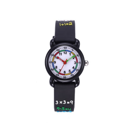 JNEW A335-20093 Children 3D Mathematical Calculations Waterproof Cartoon Watch(Rubber Shell Black)-garmade.com