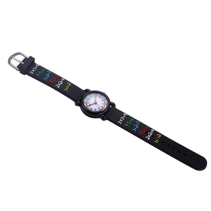 JNEW A335-20093 Children 3D Mathematical Calculations Waterproof Cartoon Watch(Rubber Shell Black)-garmade.com