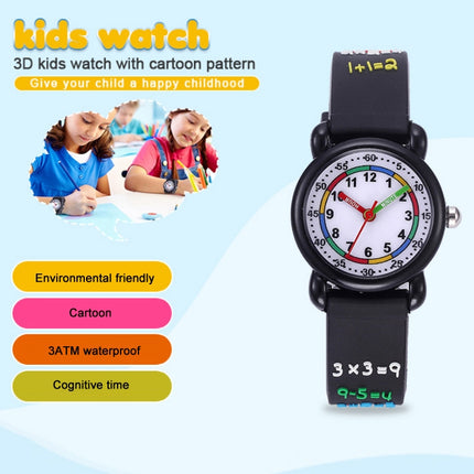 JNEW A335-20093 Children 3D Mathematical Calculations Waterproof Cartoon Watch(Rubber Shell Black)-garmade.com