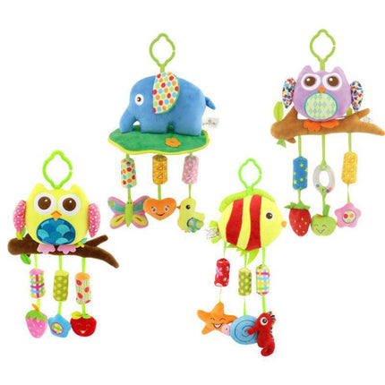Cute Animal Wind Chimes Baby Toy 0-1 Year Old Bed Hanging Grip Baby Bed Bell(Purple Owl)-garmade.com