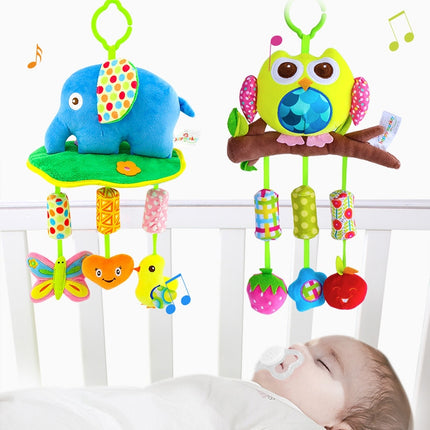 Cute Animal Wind Chimes Baby Toy 0-1 Year Old Bed Hanging Grip Baby Bed Bell(Purple Owl)-garmade.com