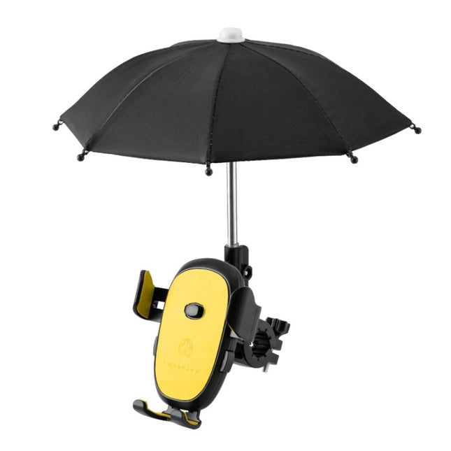 CYCLINGBOX BG-2935 Bicycle Mobile Phone Bracket With Umbrella Waterproof Navigation Electric Car Mobile Phone Frame, Style: Handlebar Installation (Yellow)-garmade.com
