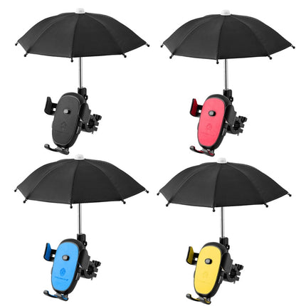CYCLINGBOX BG-2935 Bicycle Mobile Phone Bracket With Umbrella Waterproof Navigation Electric Car Mobile Phone Frame, Style: Handlebar Installation (Yellow)-garmade.com