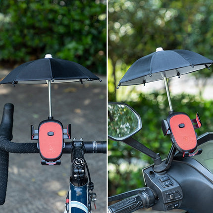 CYCLINGBOX BG-2935 Bicycle Mobile Phone Bracket With Umbrella Waterproof Navigation Electric Car Mobile Phone Frame, Style: Rearview Mirror Installation (Black)-garmade.com