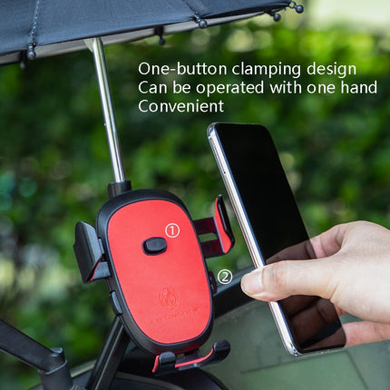 CYCLINGBOX BG-2935 Bicycle Mobile Phone Bracket With Umbrella Waterproof Navigation Electric Car Mobile Phone Frame, Style: Rearview Mirror Installation (Red)-garmade.com