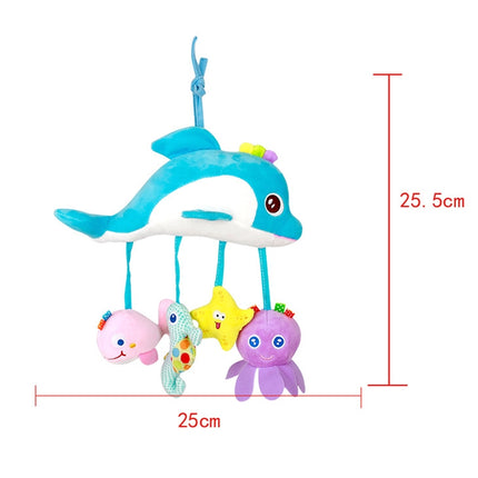 Baby Toys 0-1 Year Old Animal Bed Bells Soothing Plush Toys Baby Rattles Baby Carriage Hanging(B Crossbar - Dolphins)-garmade.com