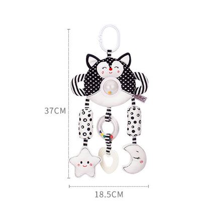 Newborn Baby Stroller Pendant Black And White Wind Chime 0-1 Year Old Early Education Toy Baby Comfort Bed Bell(2A Elephant)-garmade.com