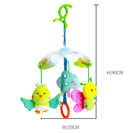 Baby Grasping Hearing Exercise Toy 0-1 Year Old Baby Early Education Bed Bell Lathe Hanging Toy(Three-leaf Sky)-garmade.com