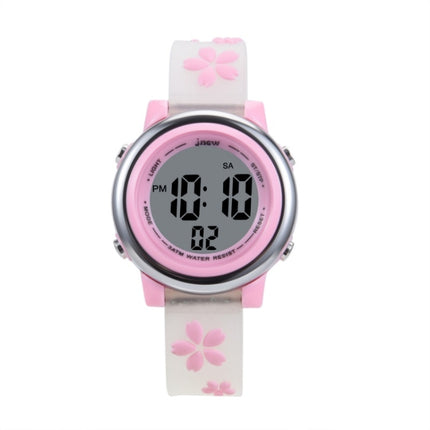 JNEW A380-86195 Children Cartoon Cherry Blossom Waterproof Time Recognition Colorful LED Electronic Watch(White)-garmade.com