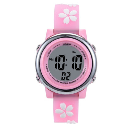 JNEW A380-86195 Children Cartoon Cherry Blossom Waterproof Time Recognition Colorful LED Electronic Watch(Pink)-garmade.com