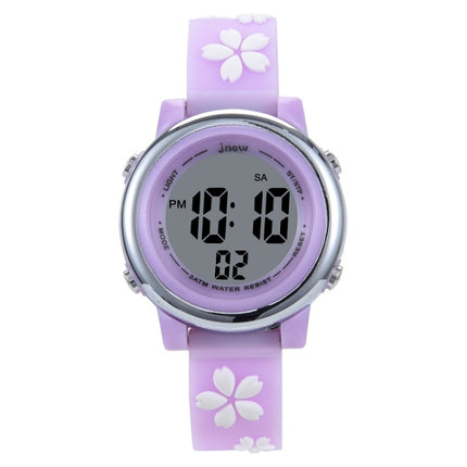 JNEW A380-86195 Children Cartoon Cherry Blossom Waterproof Time Recognition Colorful LED Electronic Watch(Purple)-garmade.com