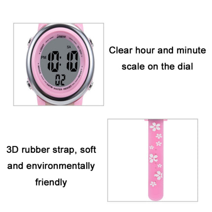 JNEW A380-86195 Children Cartoon Cherry Blossom Waterproof Time Recognition Colorful LED Electronic Watch(Purple)-garmade.com