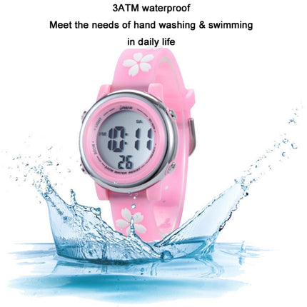 JNEW A380-86195 Children Cartoon Cherry Blossom Waterproof Time Recognition Colorful LED Electronic Watch(White)-garmade.com