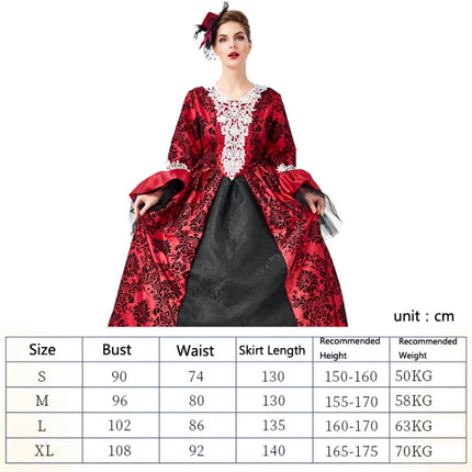 PS1972 Halloween Costume Adult Retro Lace Palace Dress, Size: XL(Red)-garmade.com