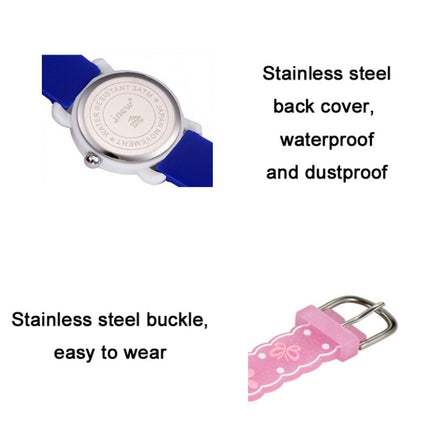 JNEW A335-86228 Children Cartoon 3D Love Butterfly Silicone Waterproof Quartz Watch(Pink Shell White Belt)-garmade.com