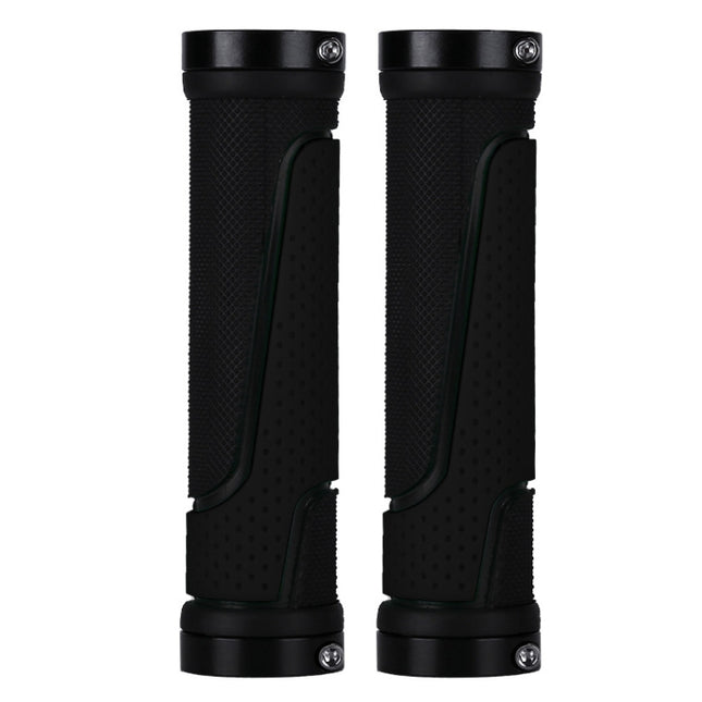 2 Pairs BG-0404 Bicycle Rubber Handle Cover The Mountain Bike Bilateral Lock Dead Anti-Slip Handle Cover(Black)-garmade.com