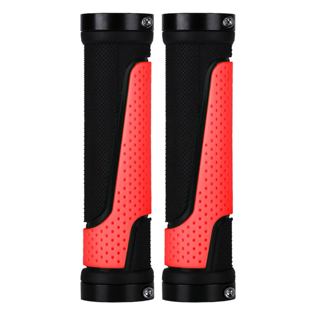 2 Pairs BG-0404 Bicycle Rubber Handle Cover The Mountain Bike Bilateral Lock Dead Anti-Slip Handle Cover(Red)-garmade.com