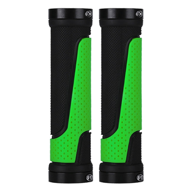 2 Pairs BG-0404 Bicycle Rubber Handle Cover The Mountain Bike Bilateral Lock Dead Anti-Slip Handle Cover(Green)-garmade.com