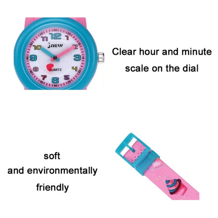 JNEW A369-86306 Children Time Cognition Waterproof Cartoon Ribbon Quartz Watch(Ice Ccream)-garmade.com