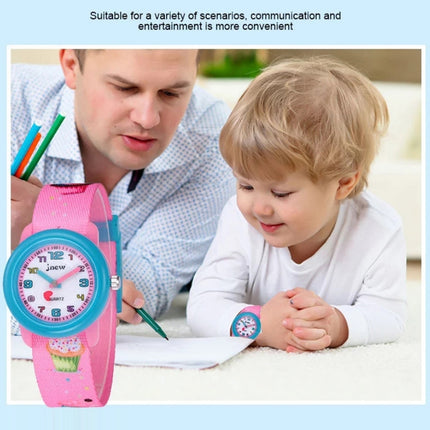 JNEW A369-86306 Children Time Cognition Waterproof Cartoon Ribbon Quartz Watch(Ice Ccream)-garmade.com