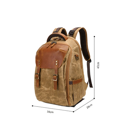 K805 Waterproof Batik Canvas Camera Backpack Outdoor Liner Shoulder Photography Bag(Khaki)-garmade.com