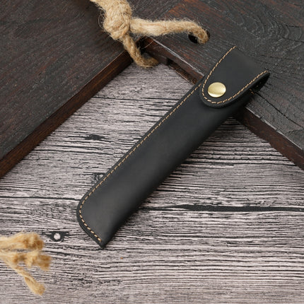 Pen Bag Personality Retro Pure Handmade First Layer Leather Pen Case Protective Cover(Mad Horse Skin Black)-garmade.com