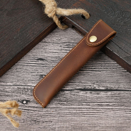 Pen Bag Personality Retro Pure Handmade First Layer Leather Pen Case Protective Cover(Mad Horse Skin Brown)-garmade.com