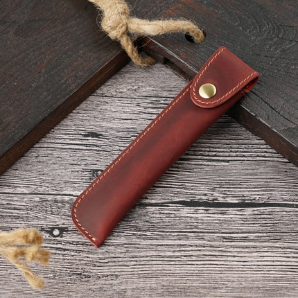 Pen Bag Personality Retro Pure Handmade First Layer Leather Pen Case Protective Cover(Mad Horse Skin Wine Red)-garmade.com