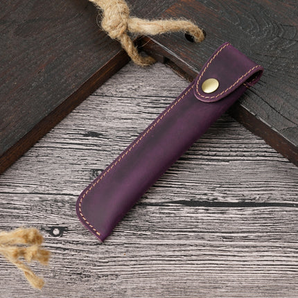 Pen Bag Personality Retro Pure Handmade First Layer Leather Pen Case Protective Cover(Mad Horse Skin Purple)-garmade.com