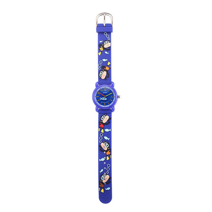 JNEW A335-86267 Children Cartoon 3D Diving Monkey Silicone Waterproof Quartz Watch(Dark Blue)-garmade.com