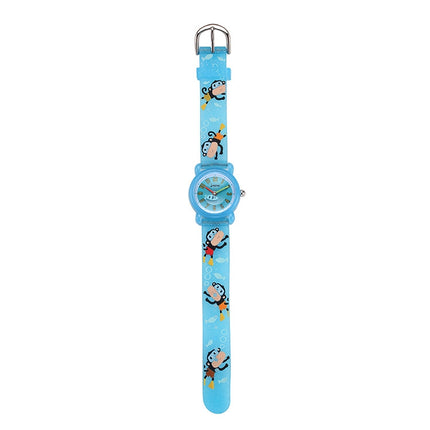 JNEW A335-86267 Children Cartoon 3D Diving Monkey Silicone Waterproof Quartz Watch(Light Blue)-garmade.com