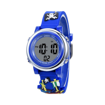 JNEW A380-20092 Children Cartoon 3D Pirate Ship Waterproof Time Cognitive Multifunction Sports LED Electronic Watch(Blue)-garmade.com