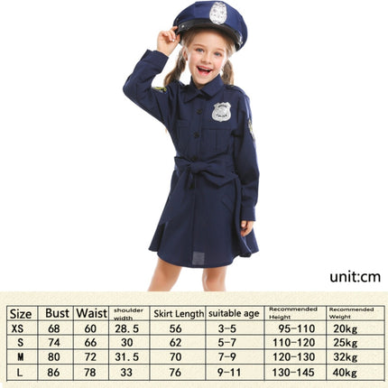 5062 Halloween Children Costume Girls Slim One-Piece Long Sleeve Police Skirt Uniform, Size: S(Navy Blue)-garmade.com