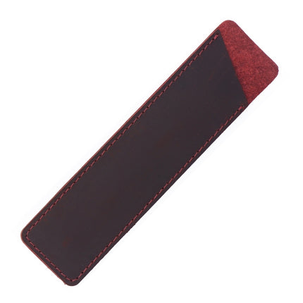 2 PCS Mori Series Handmade Leather Pencil Case Retro Pen Case Stationery(Crazy Horse Wine Red)-garmade.com