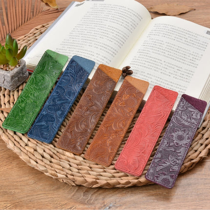 2 PCS Mori Series Handmade Leather Pencil Case Retro Pen Case Stationery(Carved Purple)-garmade.com