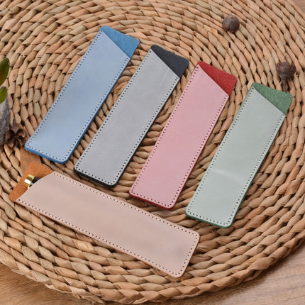 2 PCS Mori Series Handmade Leather Pencil Case Retro Pen Case Stationery(Fog Wax Green)-garmade.com