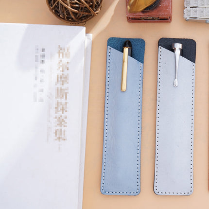 2 PCS Mori Series Handmade Leather Pencil Case Retro Pen Case Stationery(Carved Red)-garmade.com