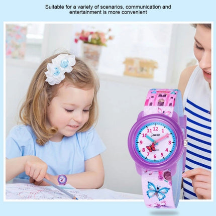 JNEW A369-86366 Children Waterproof Time Cognitive Cartoon Quartz Watch(Butterfly Manor)-garmade.com