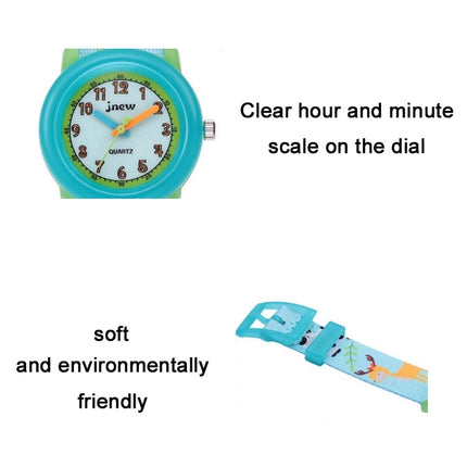 JNEW A369-86313 Children Cartoon Time Cognition Waterproof Ribbon Quartz Watch(Zoo)-garmade.com