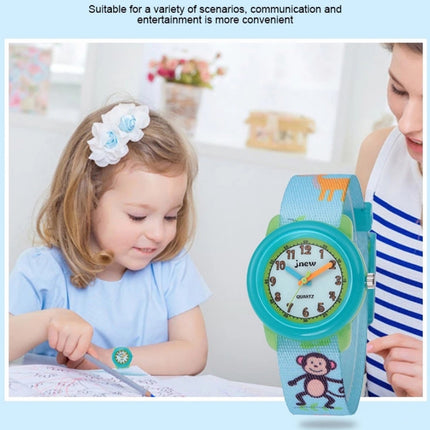 JNEW A369-86313 Children Cartoon Time Cognition Waterproof Ribbon Quartz Watch(Zoo)-garmade.com