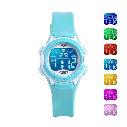 JNEW 9688-2 Children Multifunctional Colorful Backlight Waterproof Sports Digital Watch(Cyan)-garmade.com