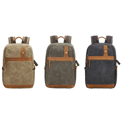 D1383 Outdoor SLR Digital Camera Backpack Waterproof Batik Canvas Camera Bag(Gray)-garmade.com