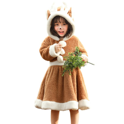 PS4509 Christmas Coral Fleece Animal Costume Christmas Elk Skirt, Size: S(Khaki)-garmade.com