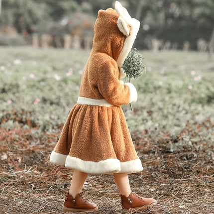 PS4509 Christmas Coral Fleece Animal Costume Christmas Elk Skirt, Size: M(Khaki)-garmade.com