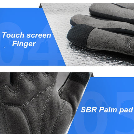 Boodun Bicycle Gloves Long Finger Cycling Glove Sports Outdoor Elastic Touch Screen Gloves, Size: M(Silver)-garmade.com