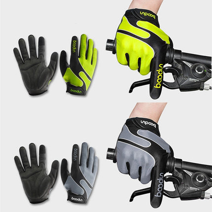 Boodun Bicycle Gloves Long Finger Cycling Glove Sports Outdoor Elastic Touch Screen Gloves, Size: L(Silver)-garmade.com