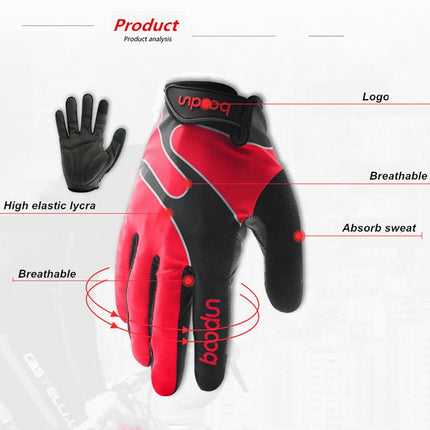 Boodun Bicycle Gloves Long Finger Cycling Glove Sports Outdoor Elastic Touch Screen Gloves, Size: L(Silver)-garmade.com